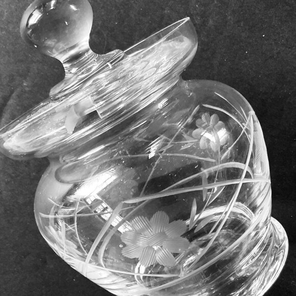 VINTAGE Glass Lidded Jam Jar 2 Piece Set EUC - Picture 2 of 6